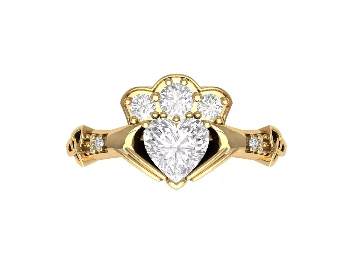Hand Holding Love Rhinestone Ring Fashion Exquisite Love Ring 3D print model