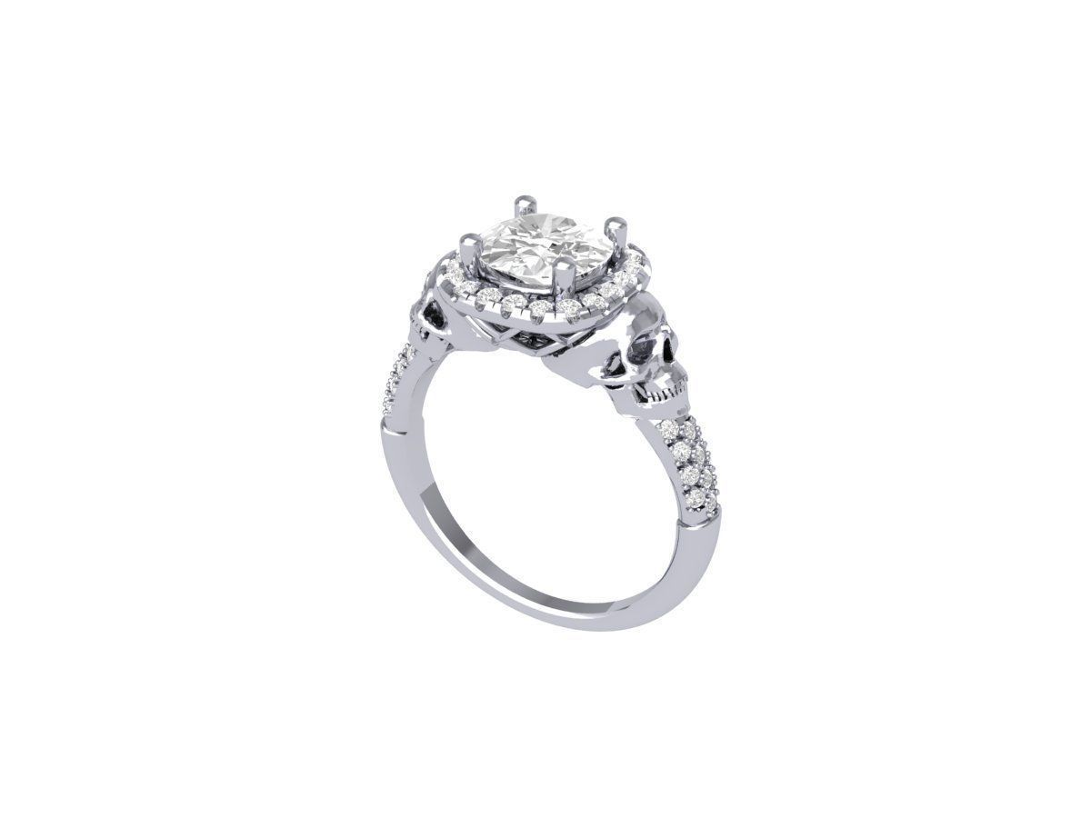 Scull Engagement ring 3D print model_1