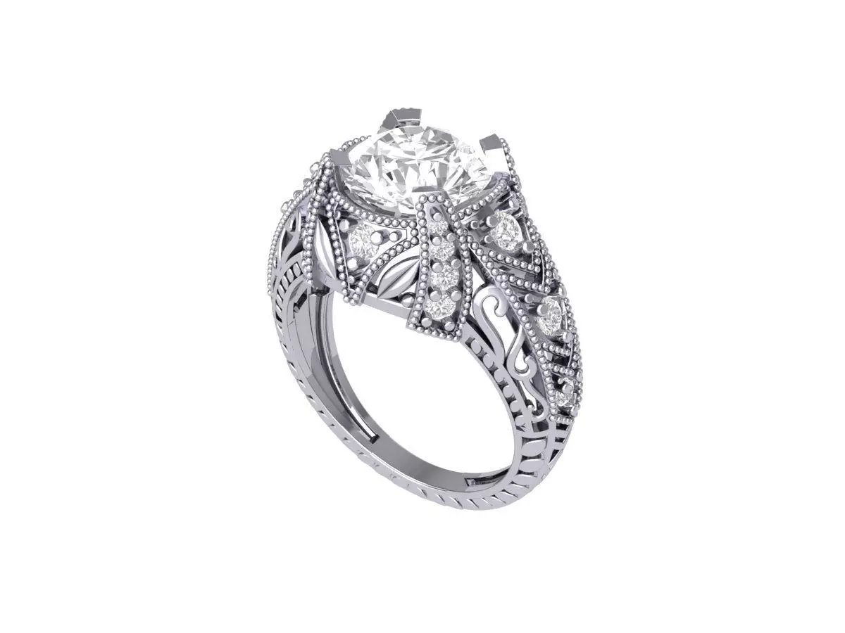 Round Art Deco Ring 3D print model