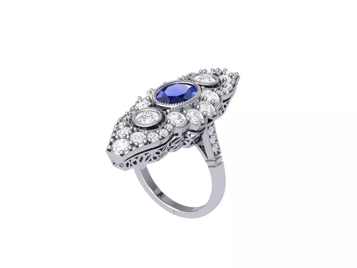 Long Art Deco Ring 3D print model