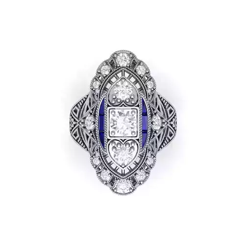 3 Stone Art Deco Ring