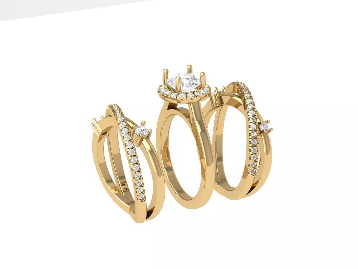 Solitair Ring Bridal Set 3D print model