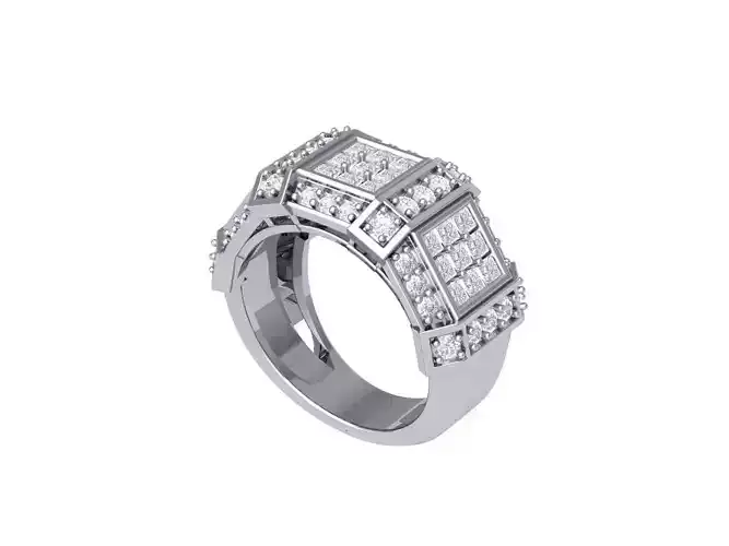 Man  Round Stone Ring 