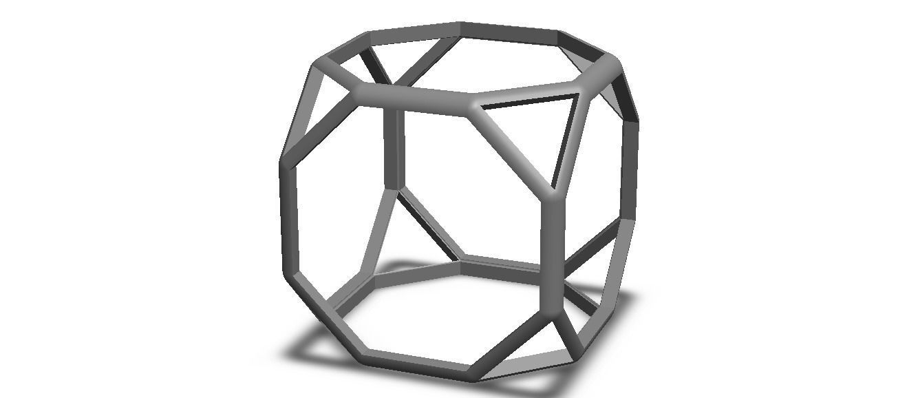 Wireframe Shape Truncated Cube 3D print model_5