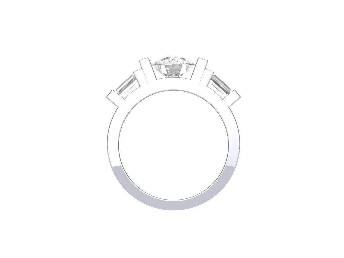 Round and baguette Stone Ring 3D print model_8