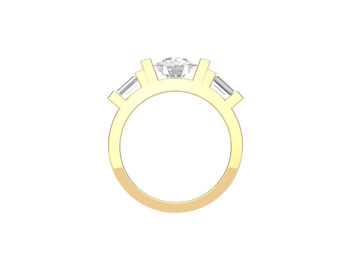 Round and baguette Stone Ring 3D print model_6