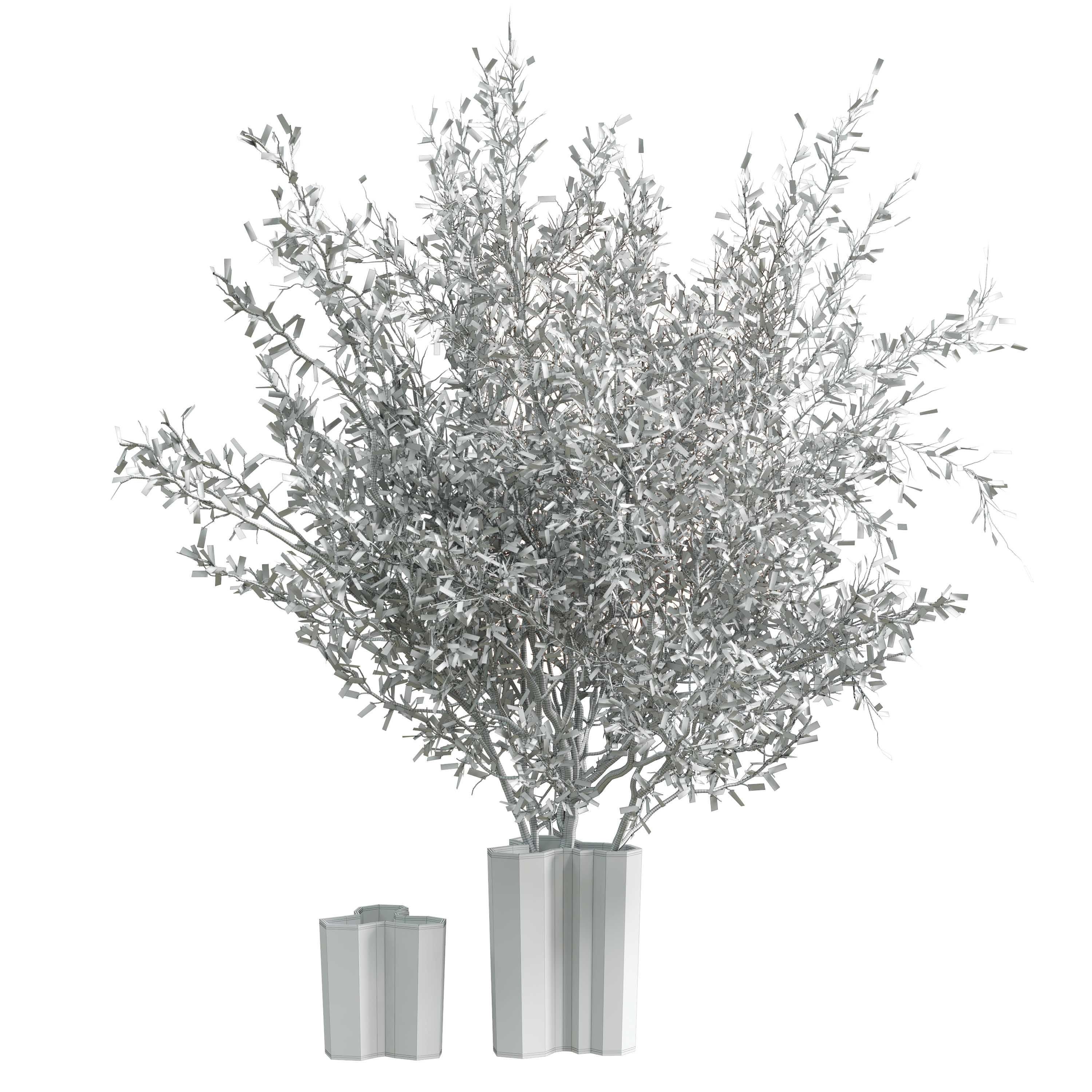 dried branch tree in dirty concrete vase - bouquet set 40 Low-poly 3D model_3