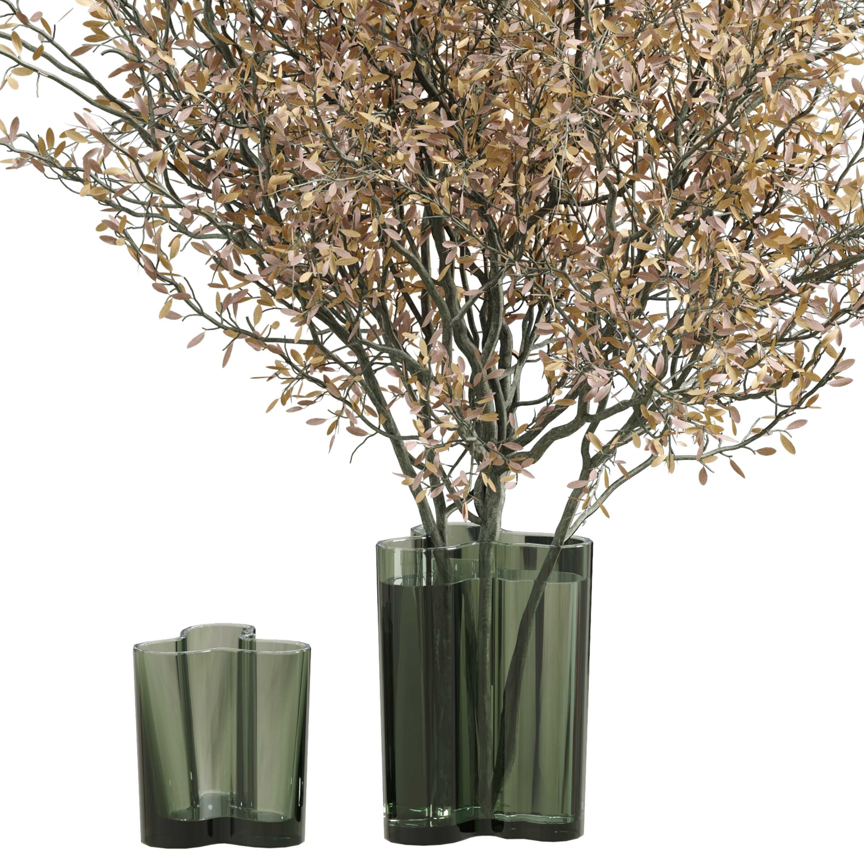 dried branch tree in dirty concrete vase - bouquet set 40 Low-poly 3D model_2