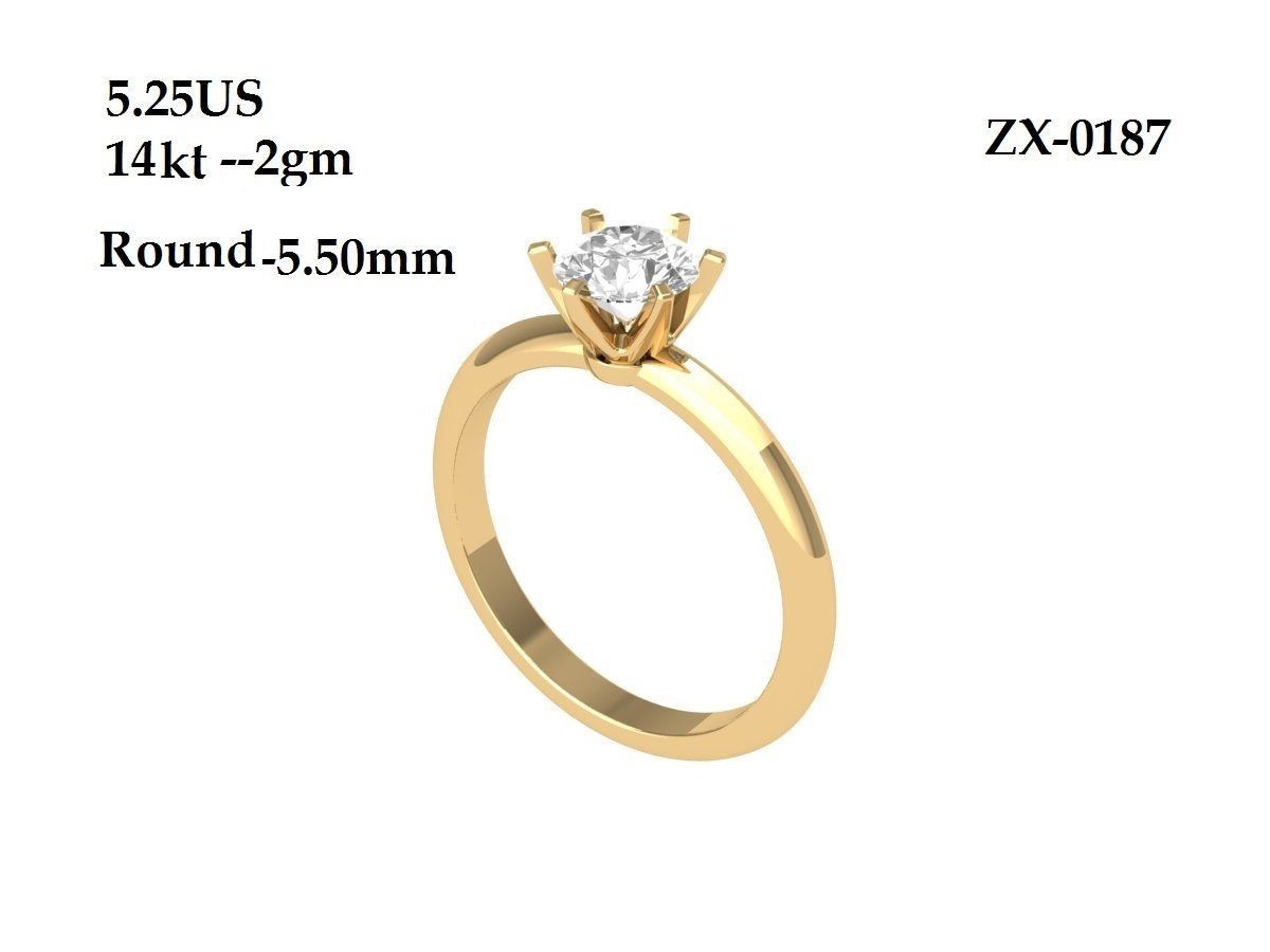 Solitaire Engagement Ring 3D print model_3