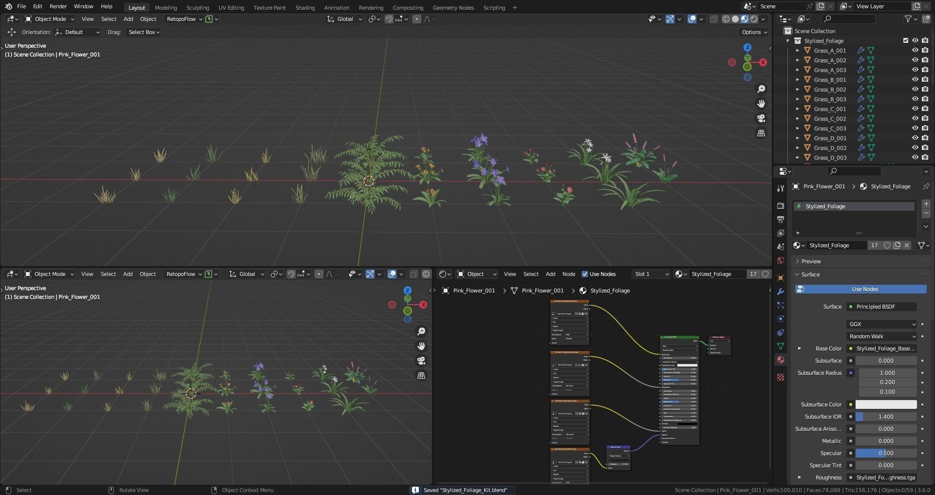 Stylized Foliage Kit Low-poly 3D model_9