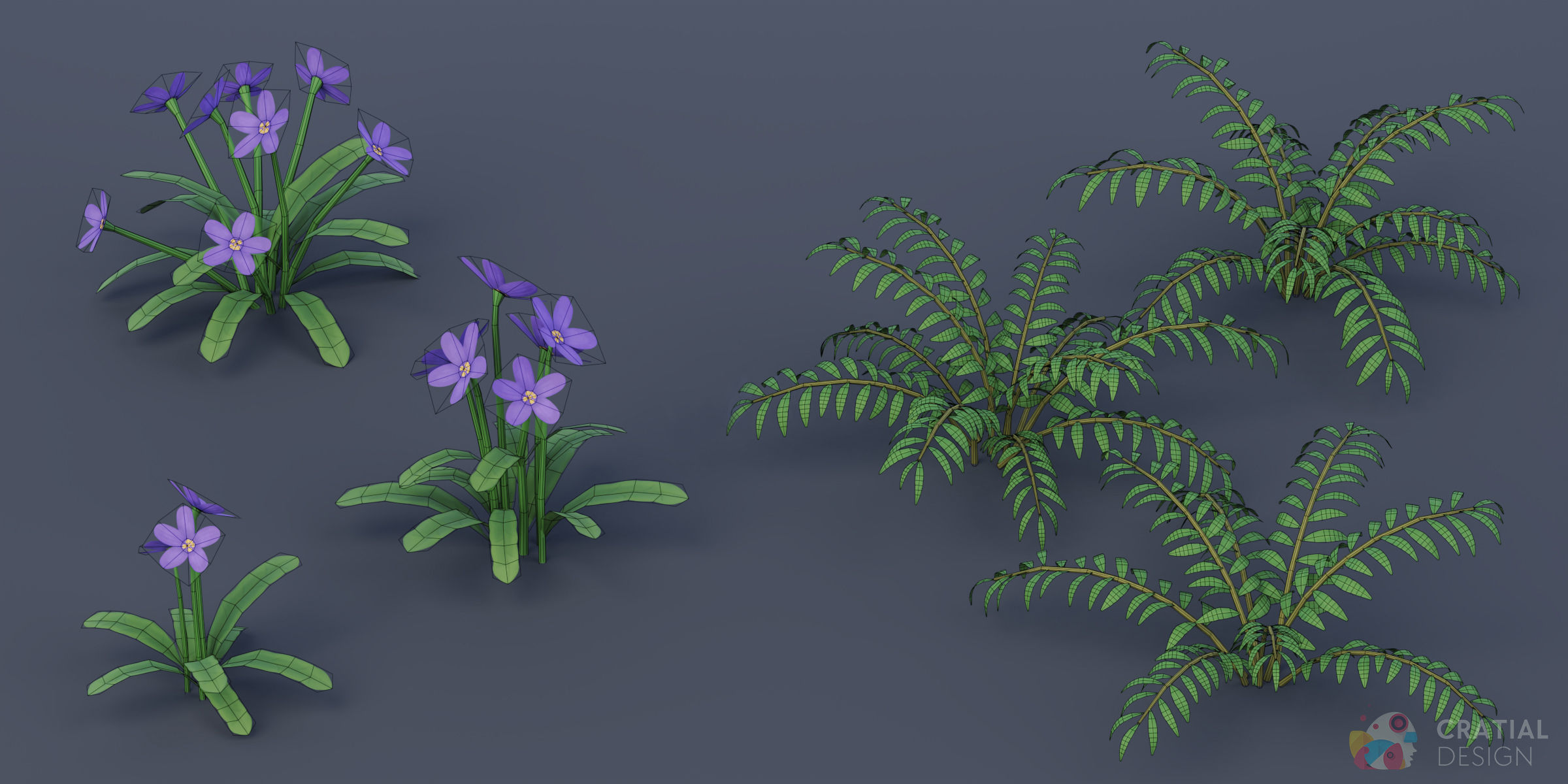 Stylized Foliage Kit Low-poly 3D model_4