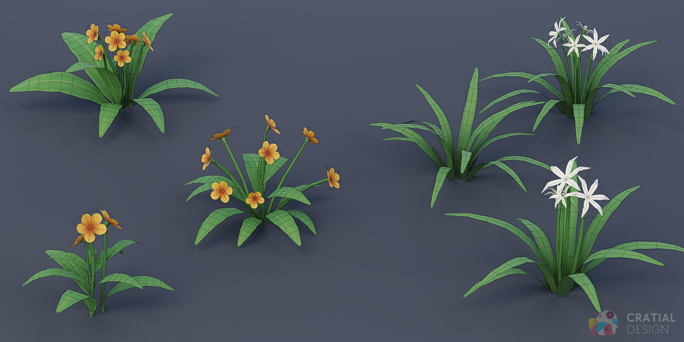 Stylized Foliage Kit Low-poly 3D model_6