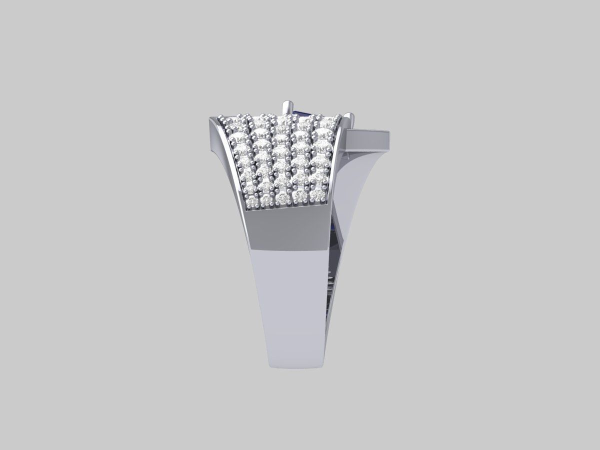 Emerald ArtDeco  Ring 3D print model_11