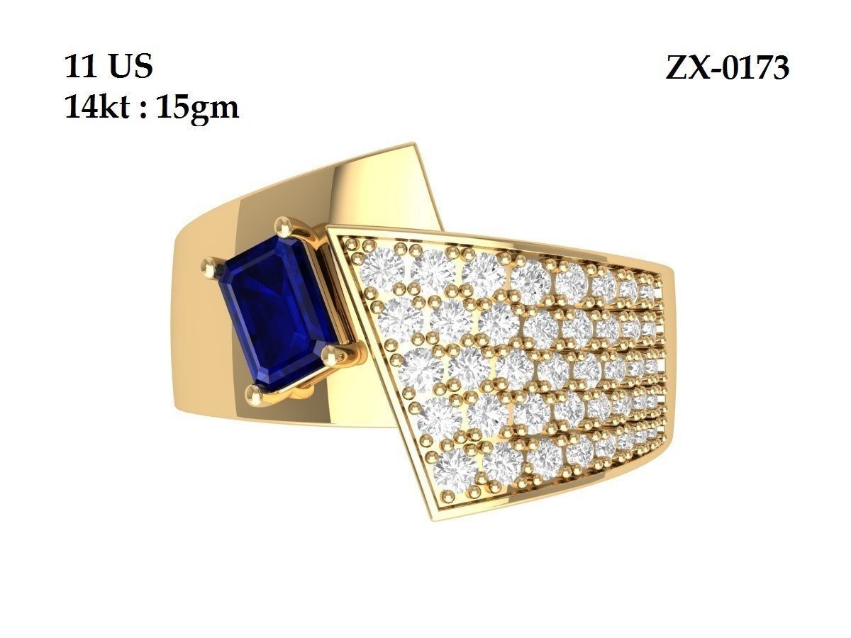 Emerald ArtDeco  Ring 3D print model_3