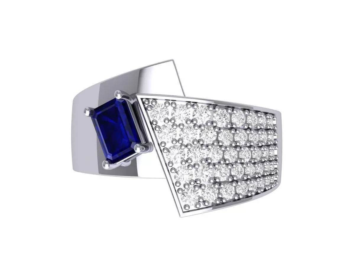 Emerald ArtDeco  Ring 3D print model_0