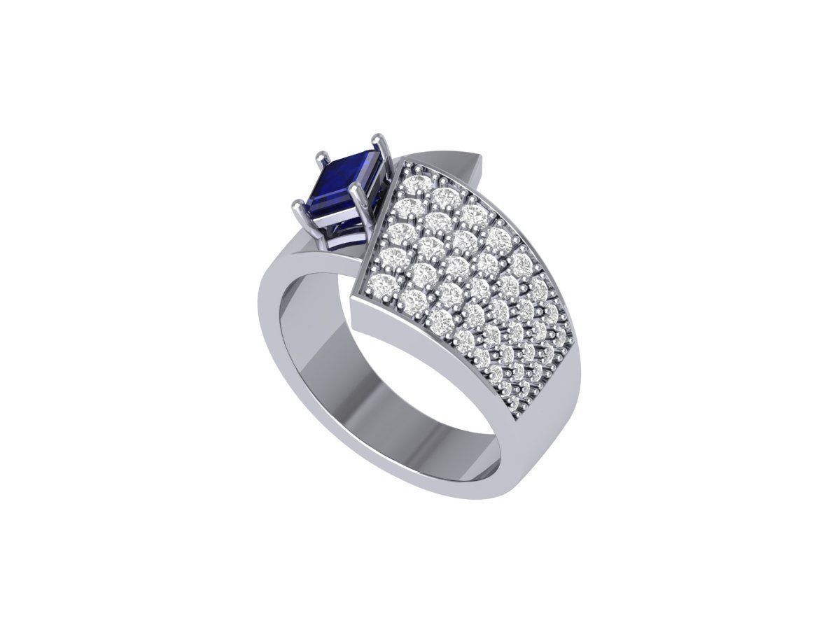 Emerald ArtDeco  Ring 3D print model_6