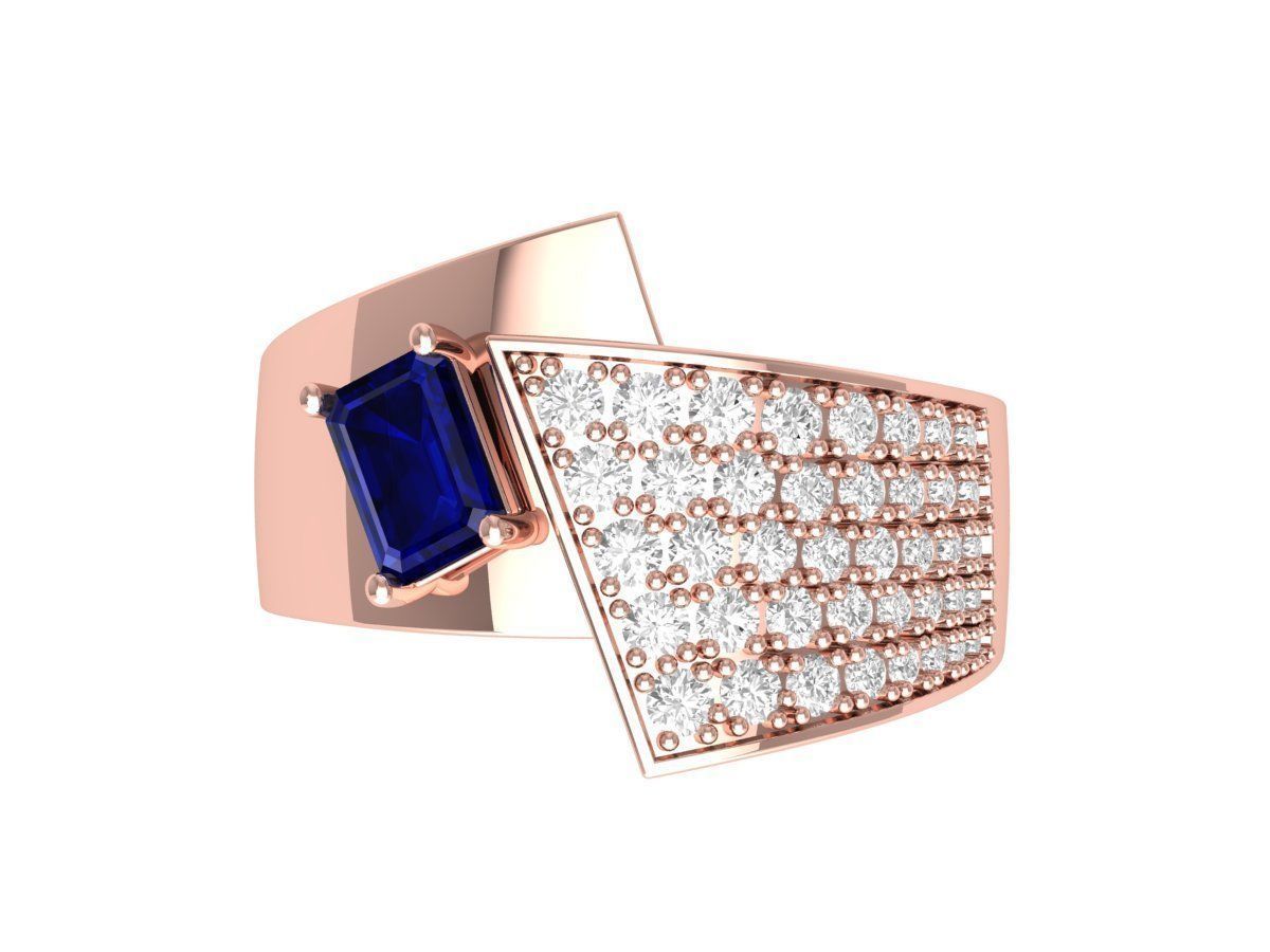 Emerald ArtDeco  Ring 3D print model_1