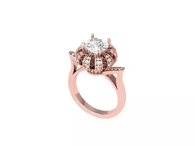 Solitaire Engagement Art Deco Ring