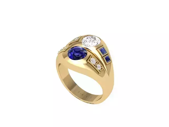 Solitair 2 Stone Ring 3D print model