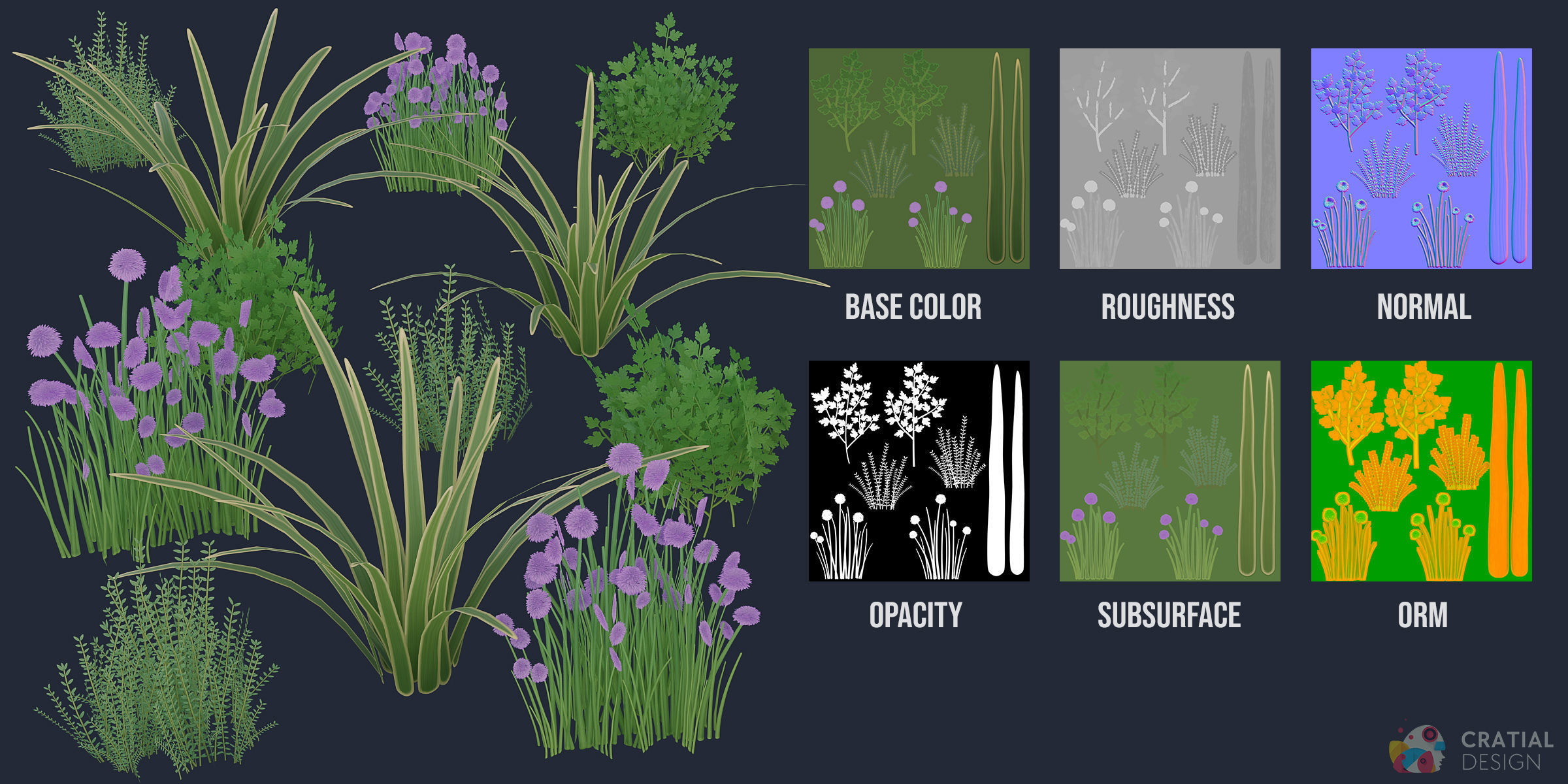 Stylized Roman Foliage Kit Low-poly 3D model_5