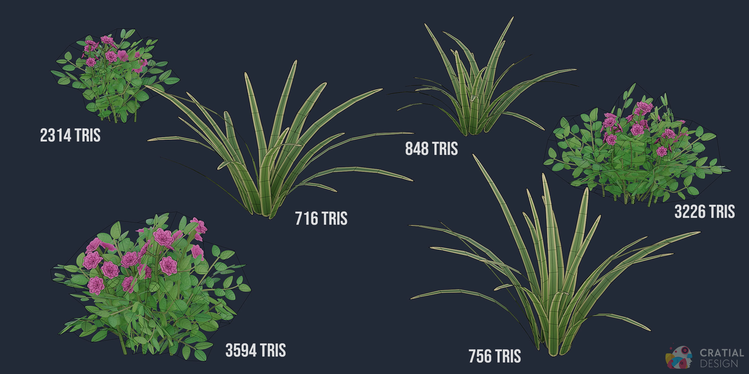 Stylized Roman Foliage Kit Low-poly 3D model_9