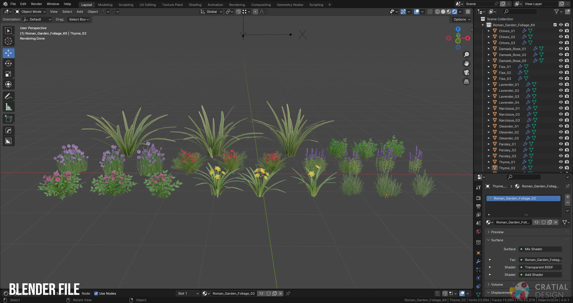 Stylized Roman Foliage Kit Low-poly 3D model_12