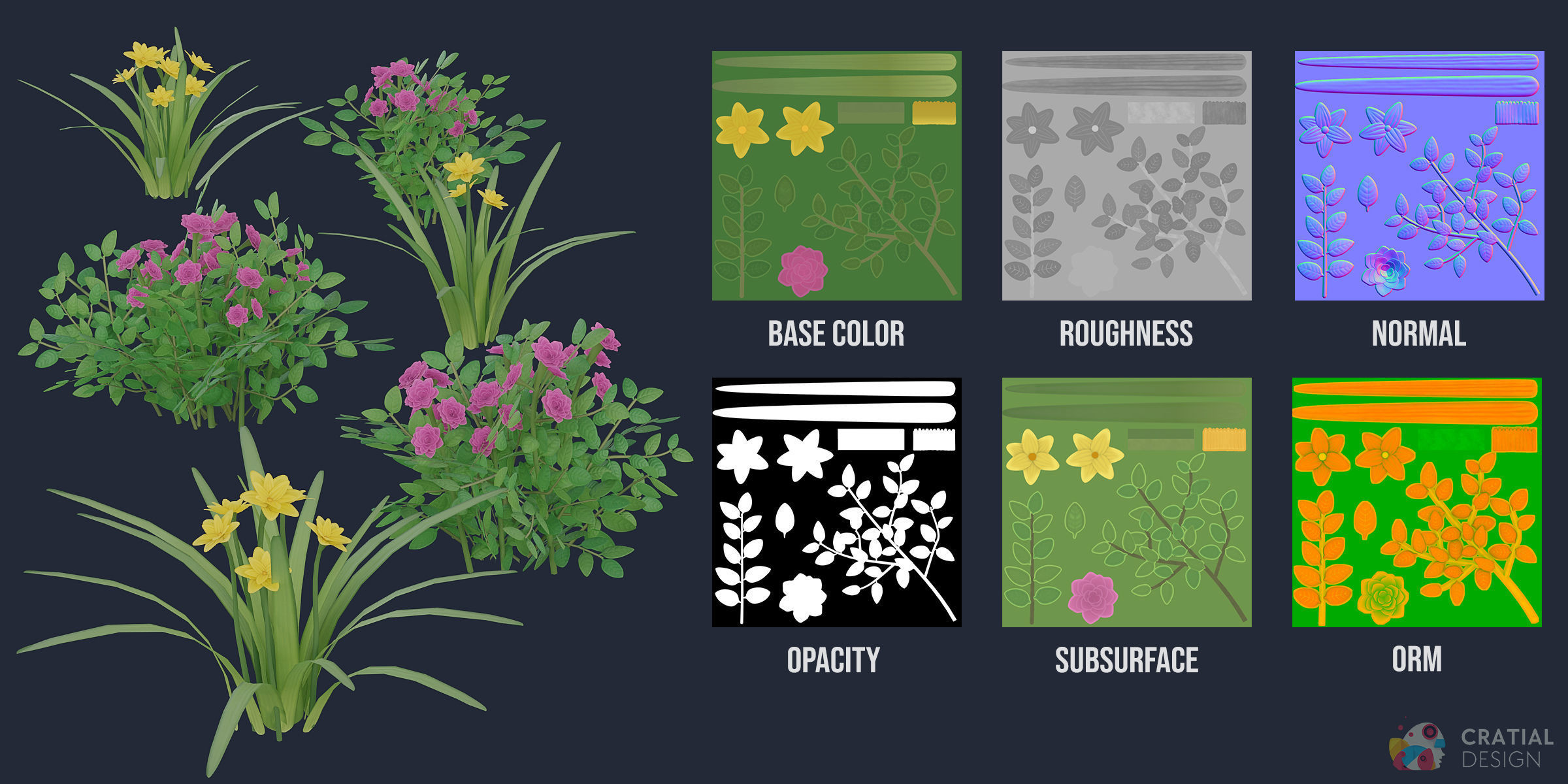 Stylized Roman Foliage Kit Low-poly 3D model_6