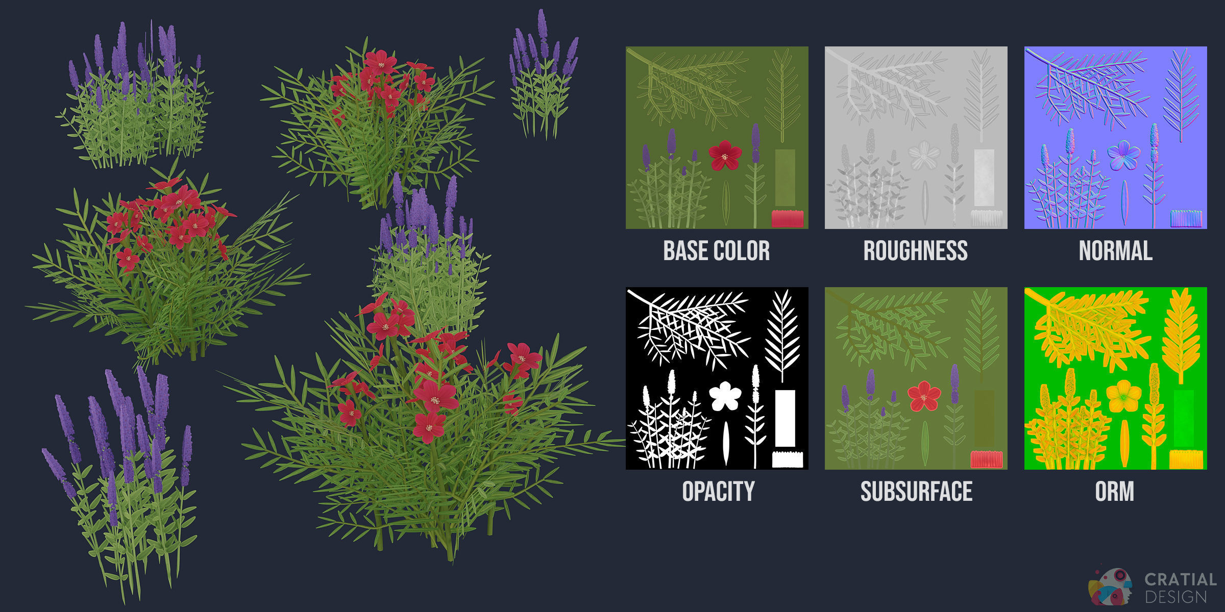 Stylized Roman Foliage Kit Low-poly 3D model_4