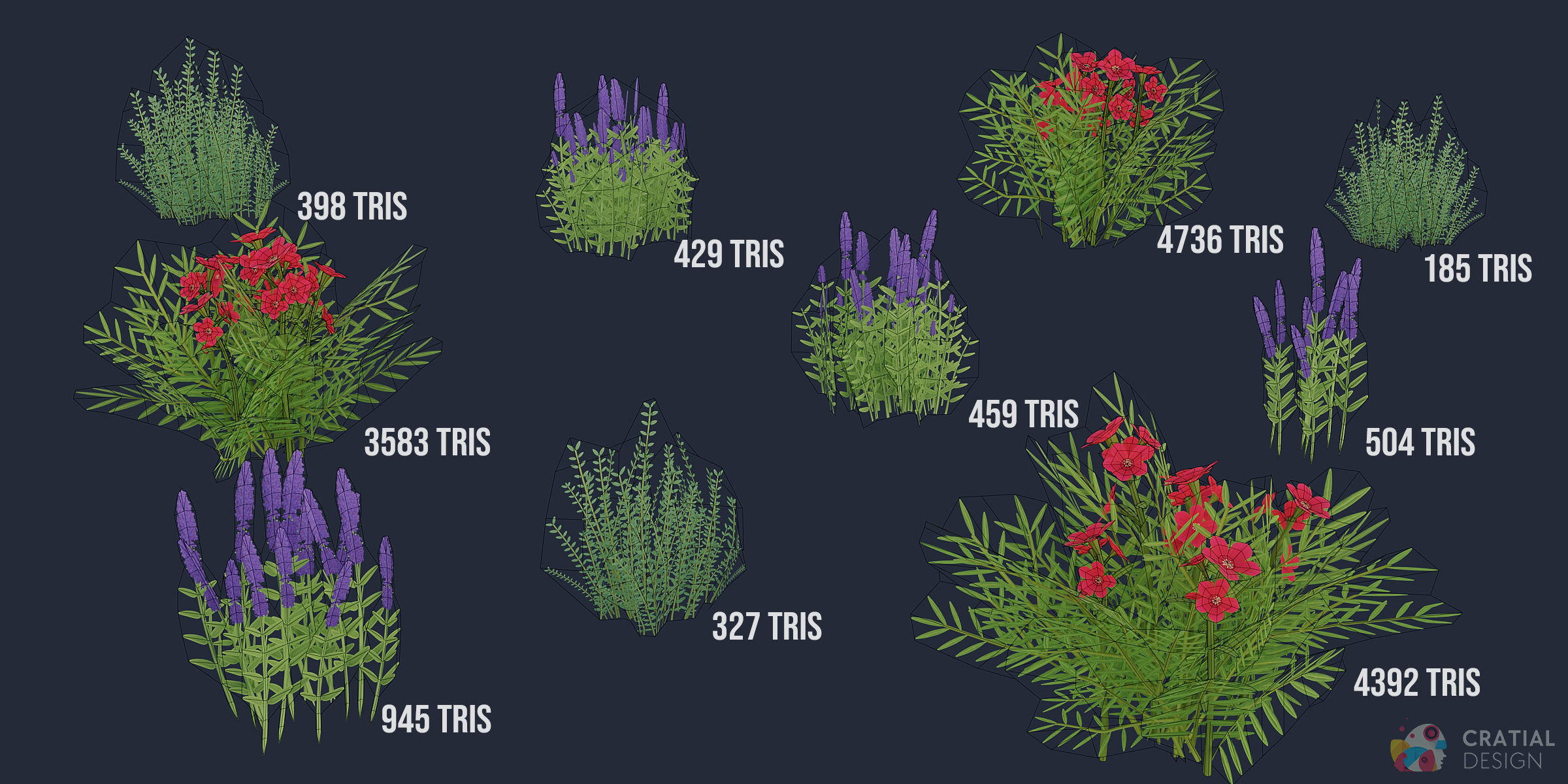 Stylized Roman Foliage Kit Low-poly 3D model_8