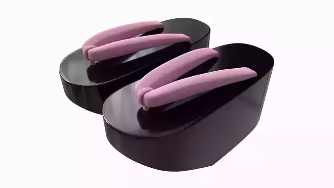 Japanese Geta Wooden Sandals 01 3D model