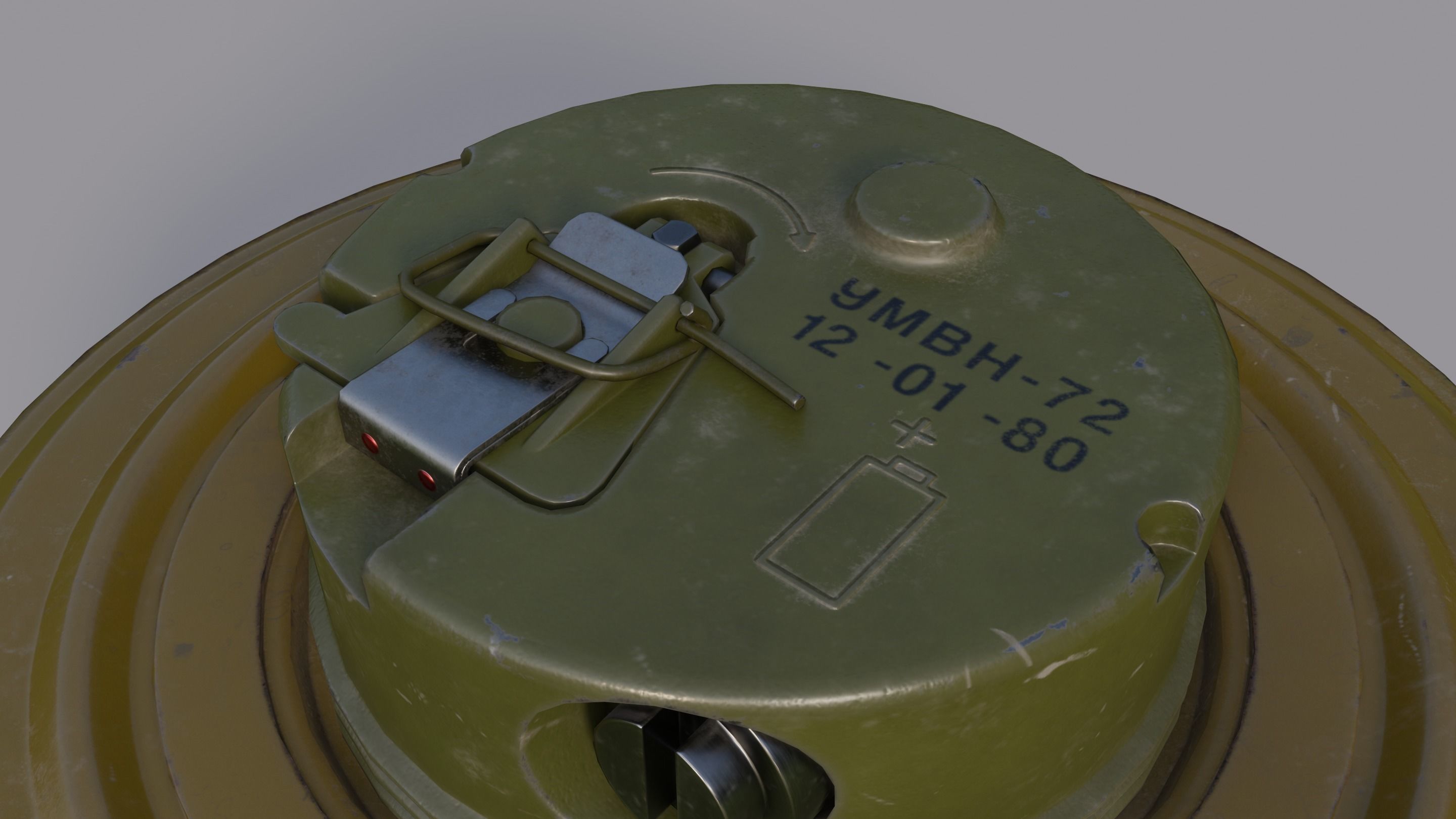 TM-72 Soviet Anti-Tank Mine Low-poly 3D model_9