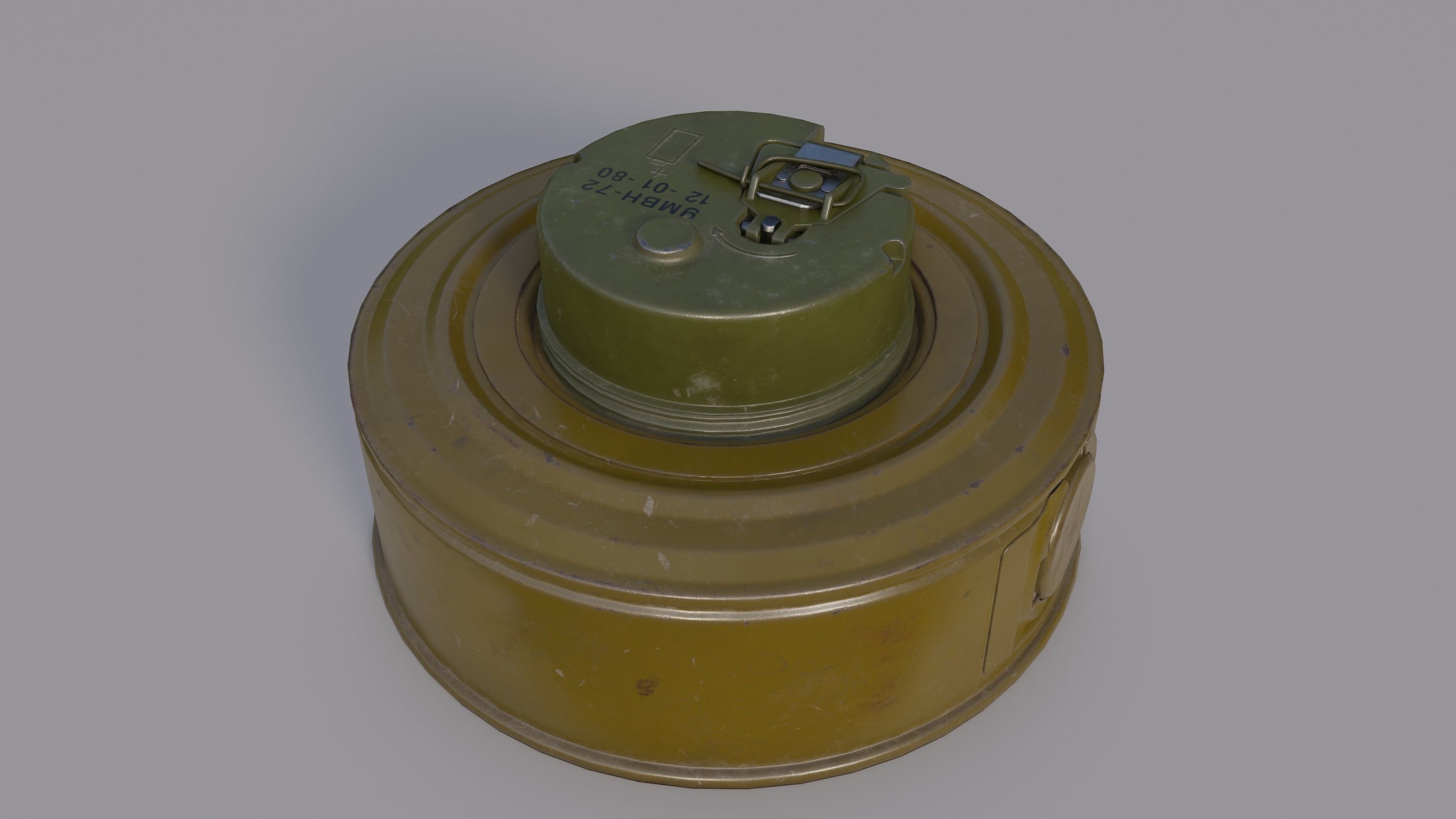 TM-72 Soviet Anti-Tank Mine Low-poly 3D model_5