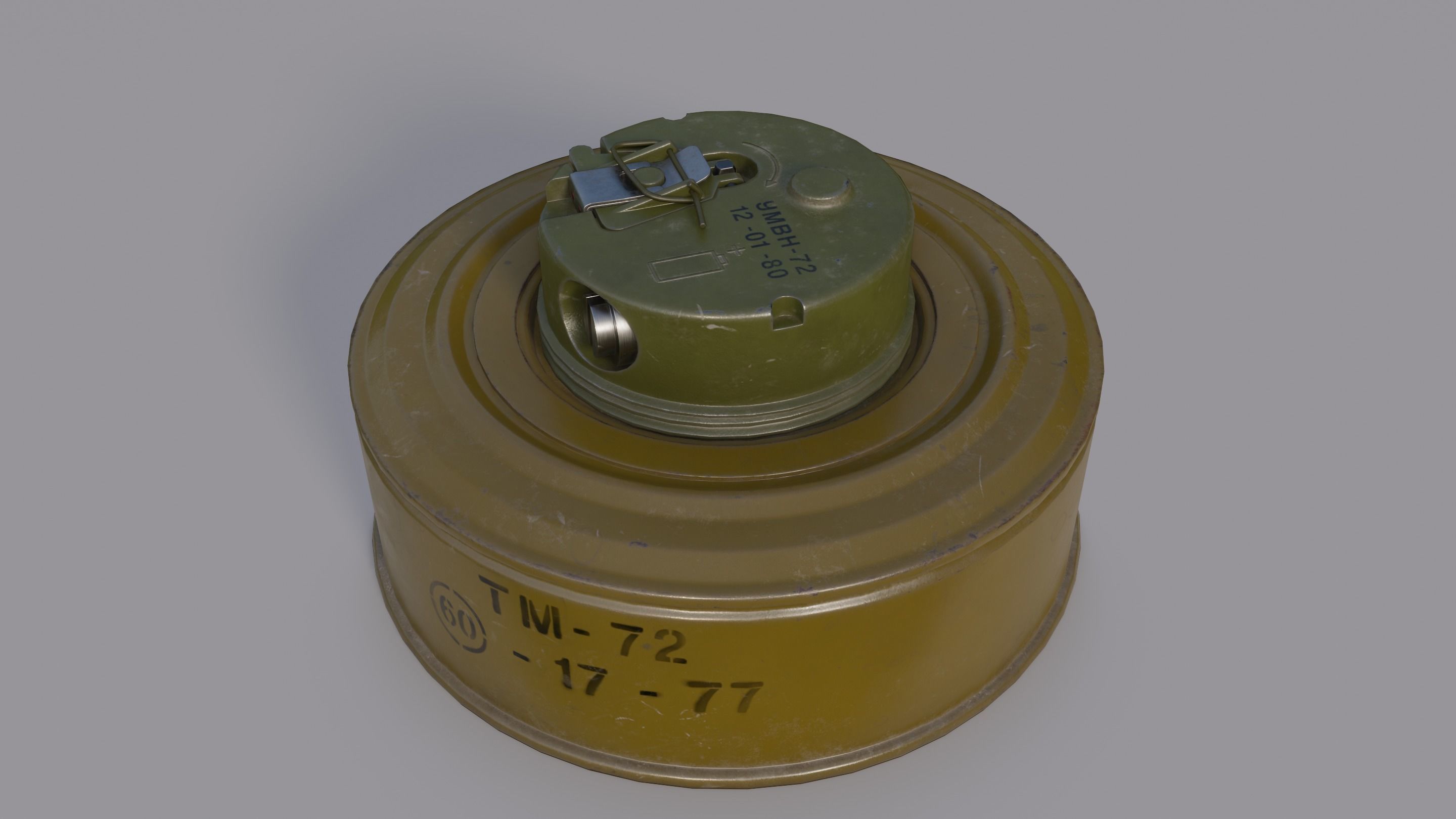 TM-72 Soviet Anti-Tank Mine Low-poly 3D model_8