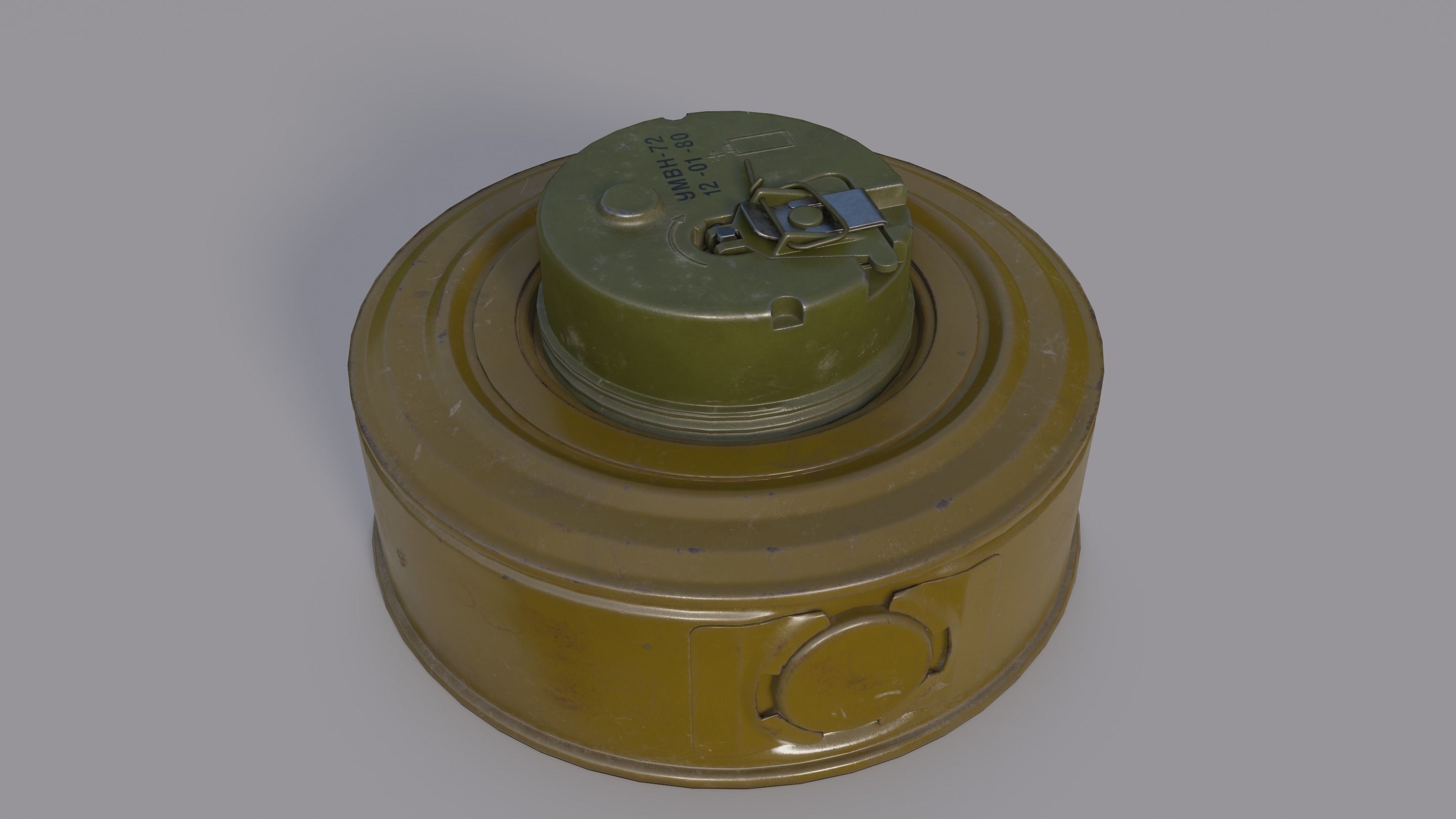 TM-72 Soviet Anti-Tank Mine Low-poly 3D model_4