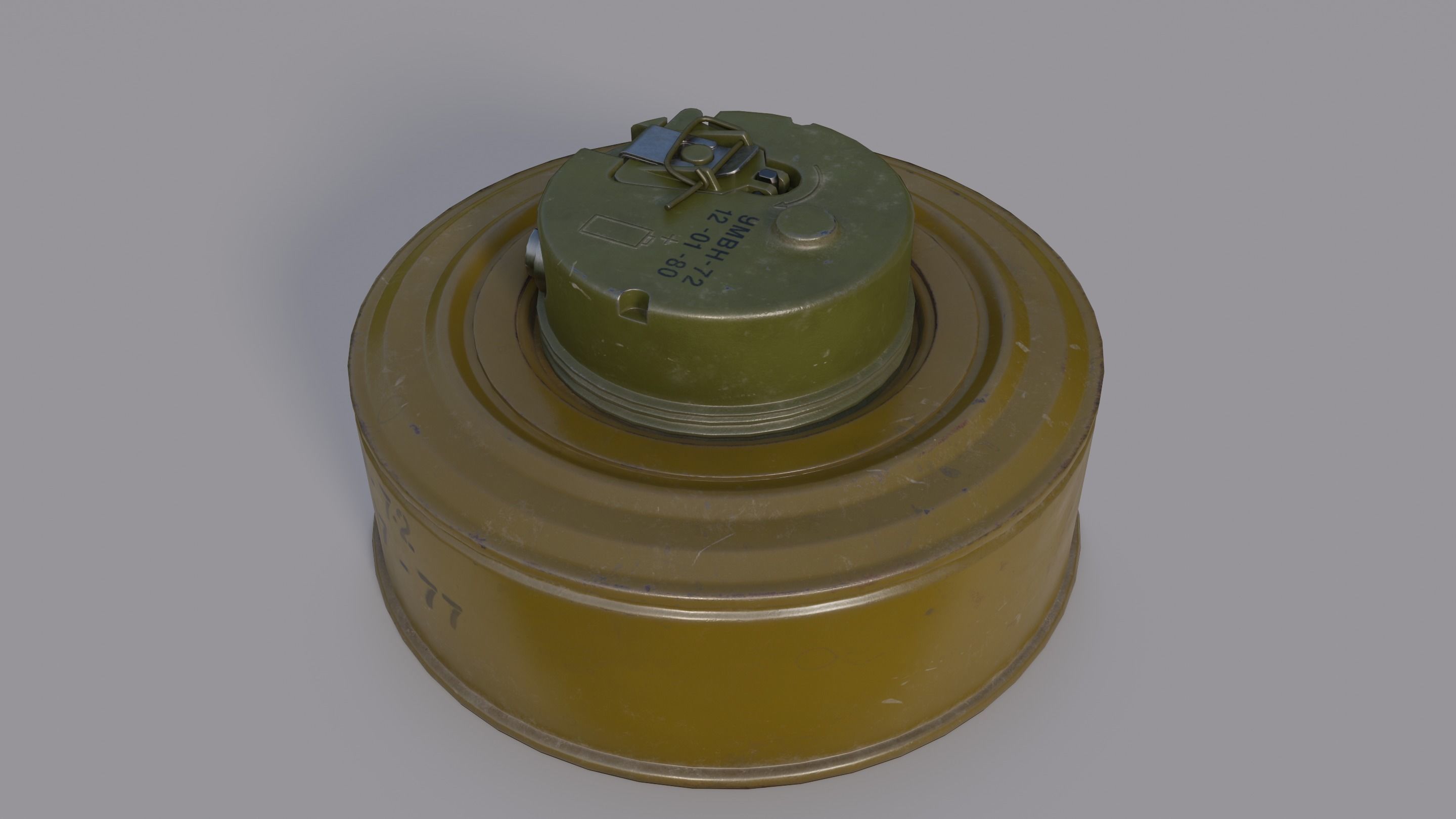 TM-72 Soviet Anti-Tank Mine Low-poly 3D model_7