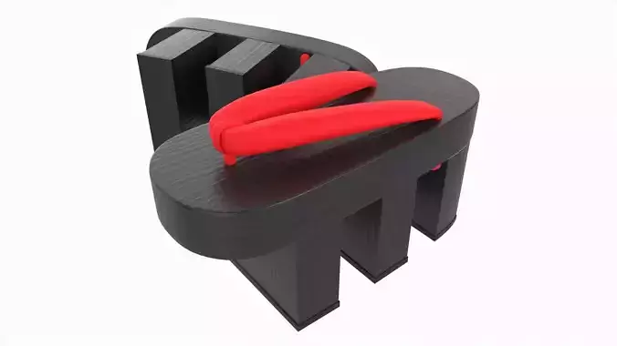 Japanese Geta Wooden Sandals 02 3D model