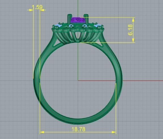 Ring with hearts N01203 3D print model_4