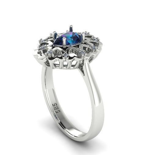 Ring with hearts N01203 3D print model_2