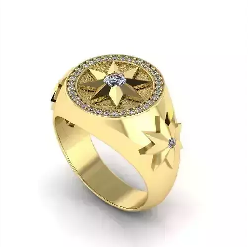 Mens ring with a star N01188