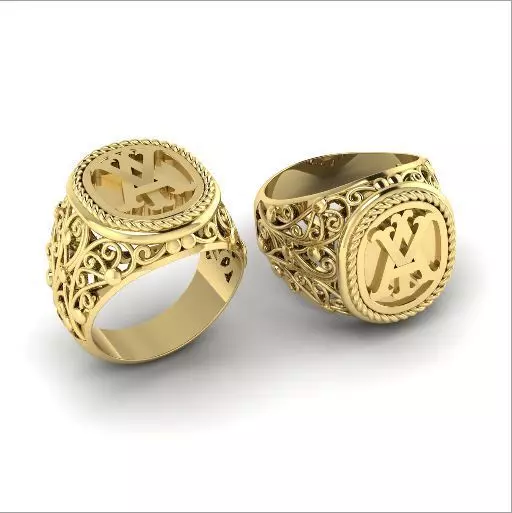 Mens ring with inscription A Y N01187 3D print model