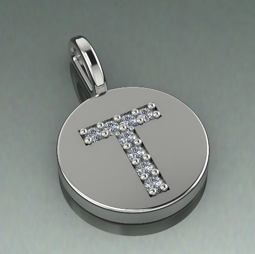 Pendant with the letter T N011348 3D print model_1