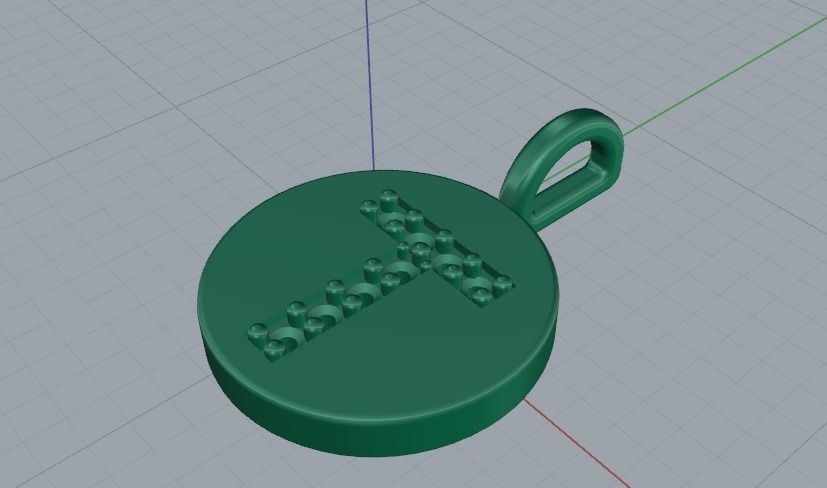 Pendant with the letter T N011348 3D print model_2