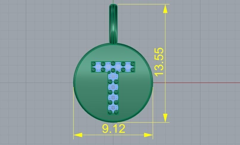 Pendant with the letter T N011348 3D print model_5