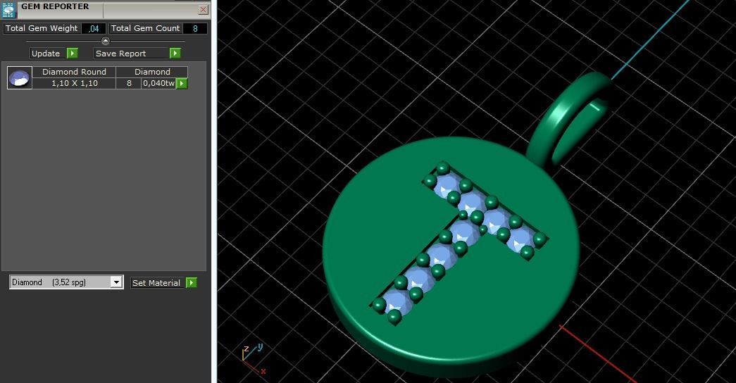 Pendant with the letter T N011348 3D print model_8