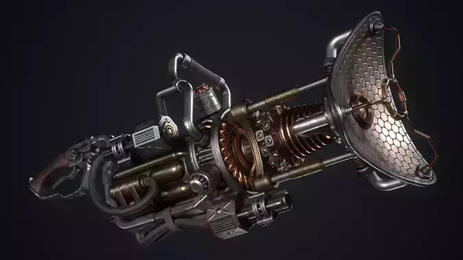The SteamPunk Wave Gun Low-poly 3D model