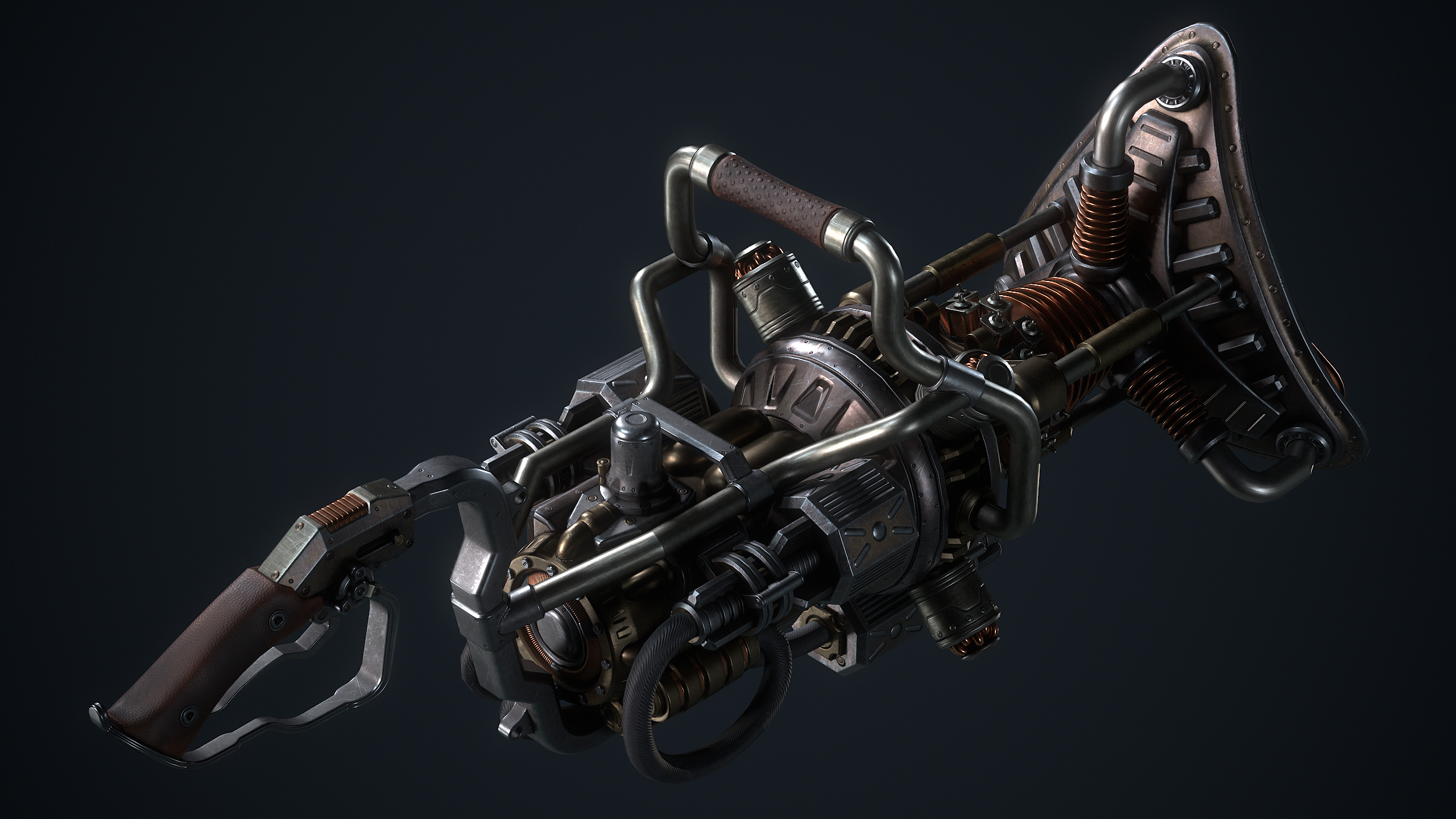 The SteamPunk Wave Gun Low-poly 3D model_2