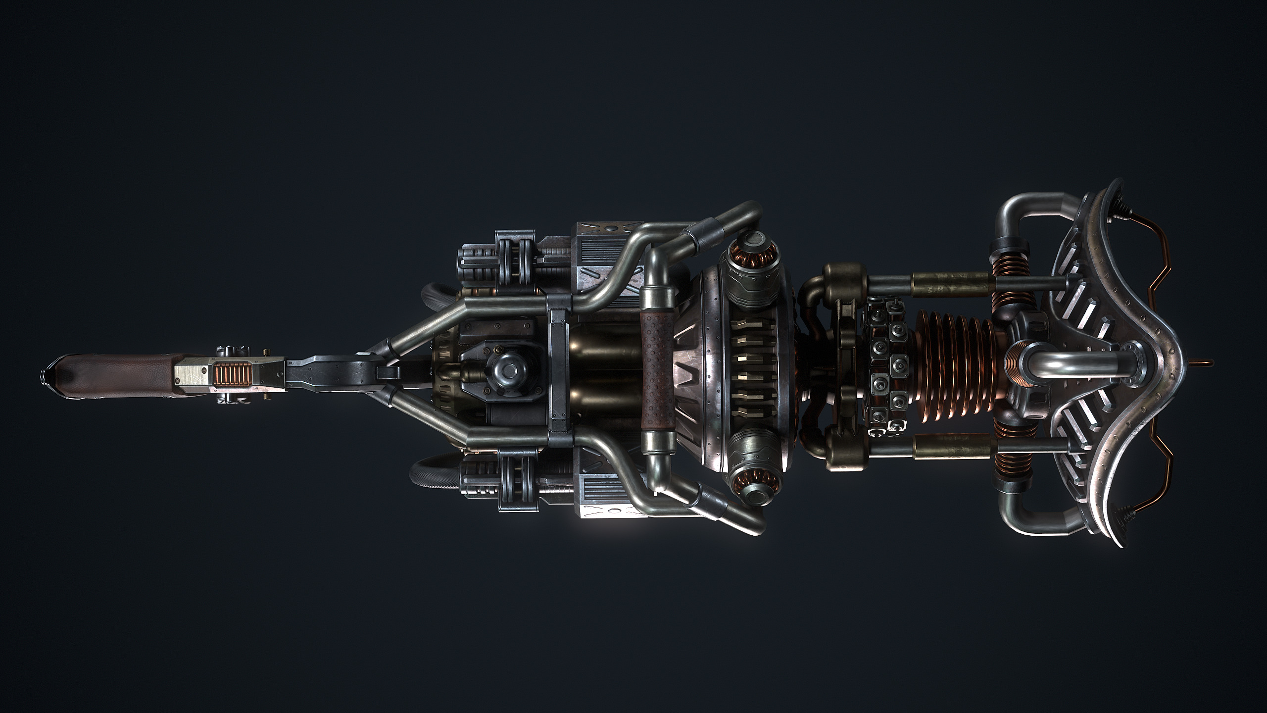 The SteamPunk Wave Gun Low-poly 3D model_5