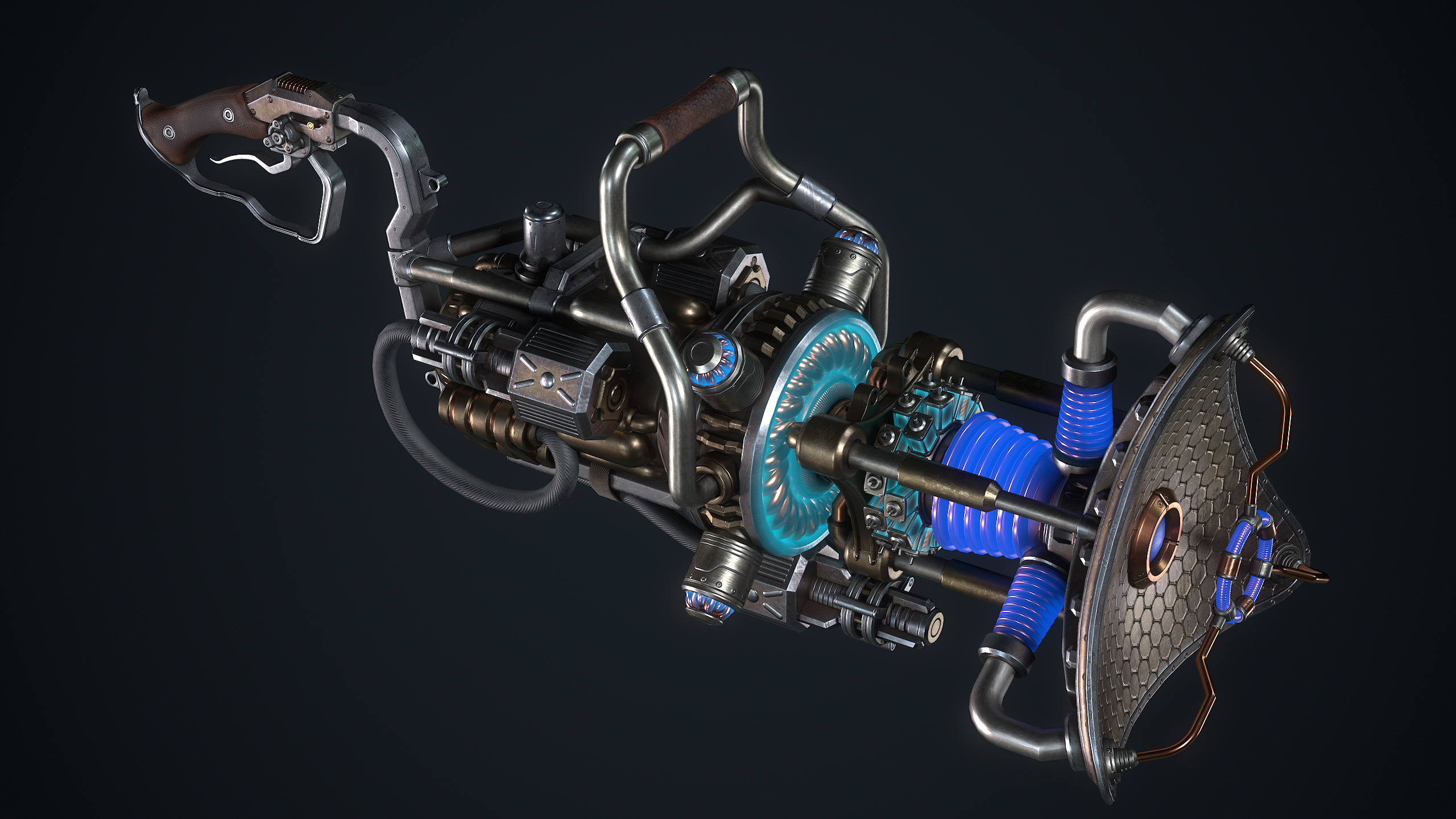 The SteamPunk Wave Gun Low-poly 3D model_6