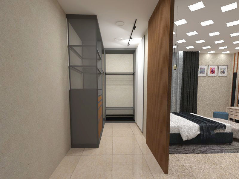 bedroom with wardrobe design 3D print model_12