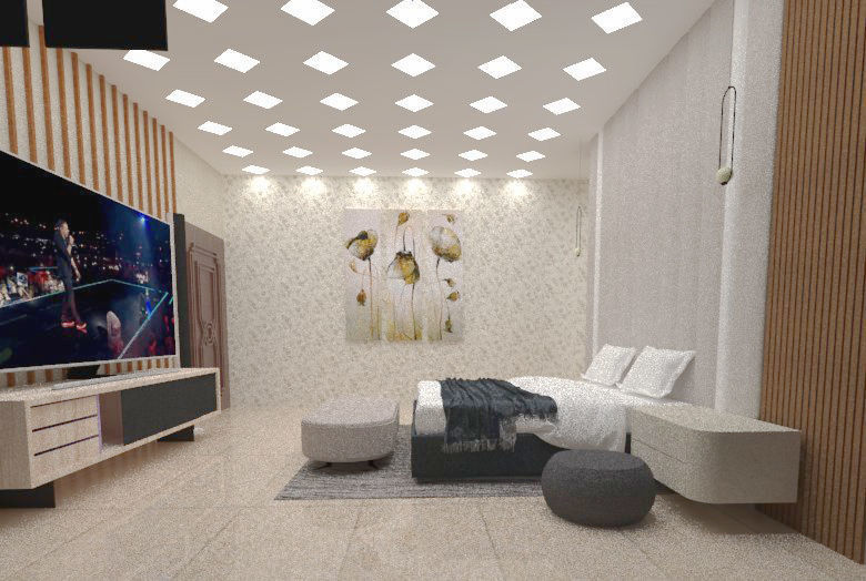 bedroom with wardrobe design 3D print model_5